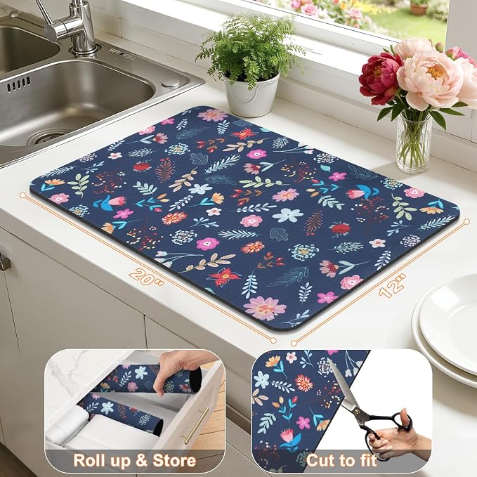 LOKHOM Dish Drying Mat for Kitchen Counter, Coffee Pot, Dining Room Decoration - Image 3