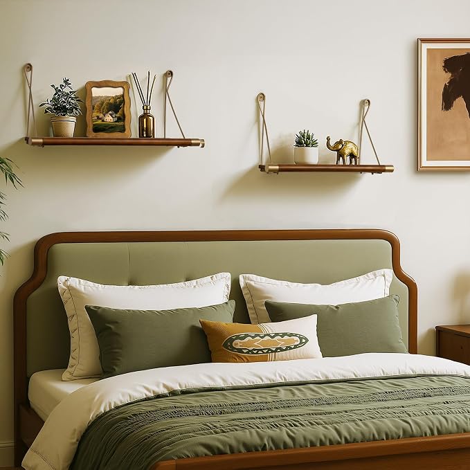 Afuly Mid Century Modern Decor Walnut Floating Shelves - Image 8
