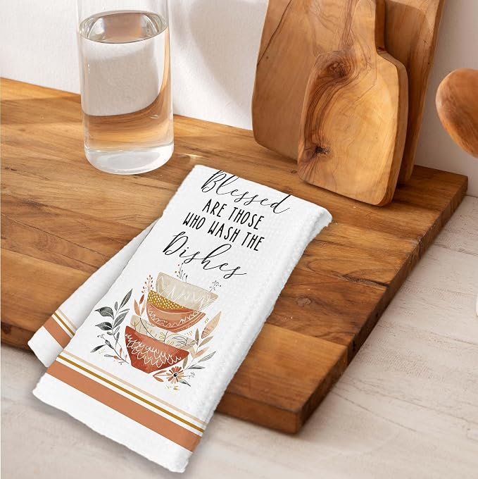 Brown Funny Kitchen Towels Decorative Set, Flower Hand Dish Cloths, Absorbent - Image 4