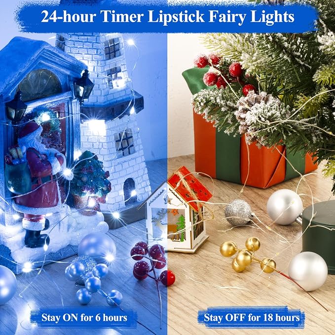 Lakumu 16FT Blue Fairy Lights, Rechargeable Battery Operated Mini LED String - Image 4