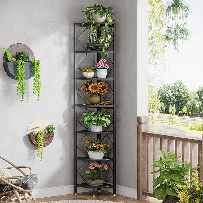 Tribesigns 7-Tier Corner Shelf, 78.7” Extra Tall Corner Bookcase, Industrial - Image 5