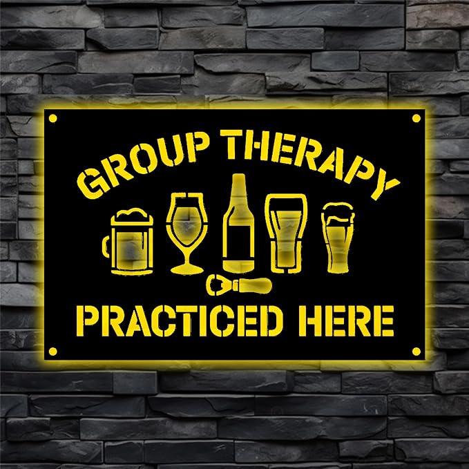 Group Therapy Metal Sign, Bar Sign, Rustic Farmhouse Wall Decor, Basement Bar by HAQCO-Ourproductsaredesignedtogobeyondordinarydecorativeitemsprovidingacaptivatingvisualexperienceandelevatingtheoverallbeautyofyourroom