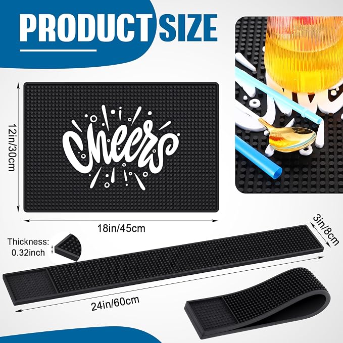2 Pcs 18"x12" Cheers Rubber Bar Mat - Image 2