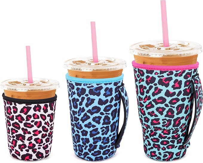 3 Pack Iced Coffee sleeve Insulated Neoprene Cup Sleeves by Snowso