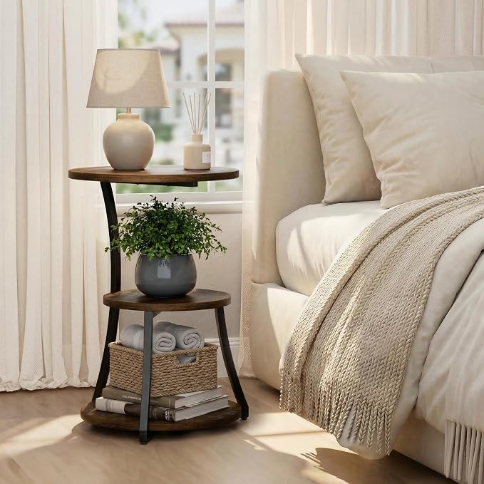 Round Side Table, 3-Tier End Table - Image 8
