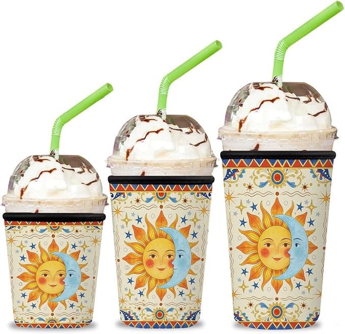 Reusable Insulated Neoprene Iced Coffee Cup Sleeve 3 Pack, Durable Drink Sleeve by Unknown