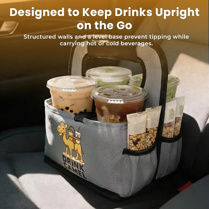 Reusable Drink Carrier with Handle, Foldable 4 Cup Drink Holder Carrier - Image 6