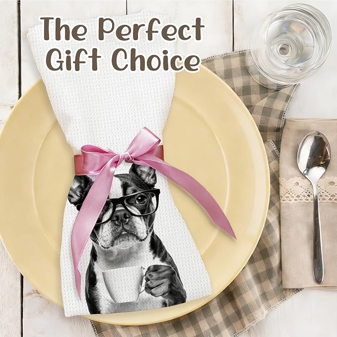 Funny Boston Terrier Kitchen Towels, Dog Kitchen Accessories, Dog Chef Gifts - Image 5