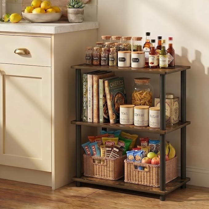 Furinno Turn-N-Tube Storage Shelves, 3-Tier Open Frame Book Shelf, Standing by Furinno-FitsYourSpaceFitsYourBudget