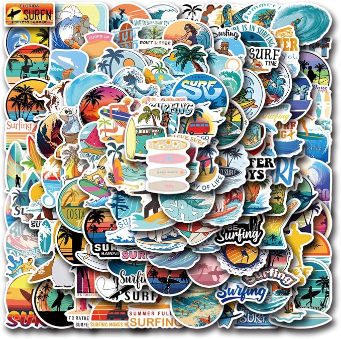 110Pcs Surf Stickers, Waterproof Vinyl Beach Summer Decals - Image 2