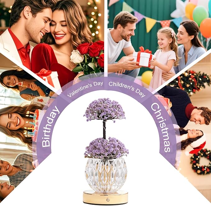 Touch Dimmable Purple Flower Lamp Color Changing Light - Image 8