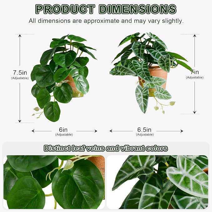 2 Pack Fake Pothos Plants Artificial Small Potted Plant Faux Plants Realistic - Image 3