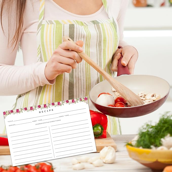 Recipe Cards 4x6, 60 Pack Double Sided Thick Recipe Index Cards Floral | 350gsm - Image 5