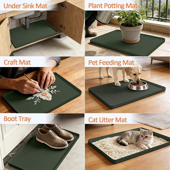Silicone Coffee Maker Mat with Lip, 15.7'' x 11.8'' Heavy Duty Coffee Maker Mat - Image 7