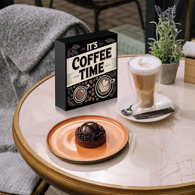 It's Coffee Time Wooden Box Decor 5x5 in - Image 5