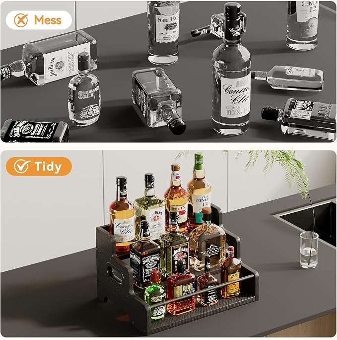 Liquor Bottle Display Shelf, 3-Tier Syrup Rack Coffee Bar Organizer, Countertop - Image 3