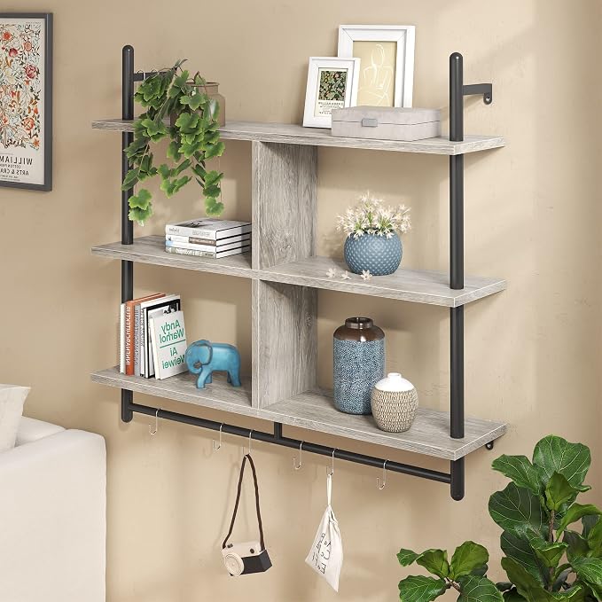 Bestier 41" Floating Kitchen Shelves Wall Mounted 3 Tier Coffee Bar Mug Shelf - Image 4