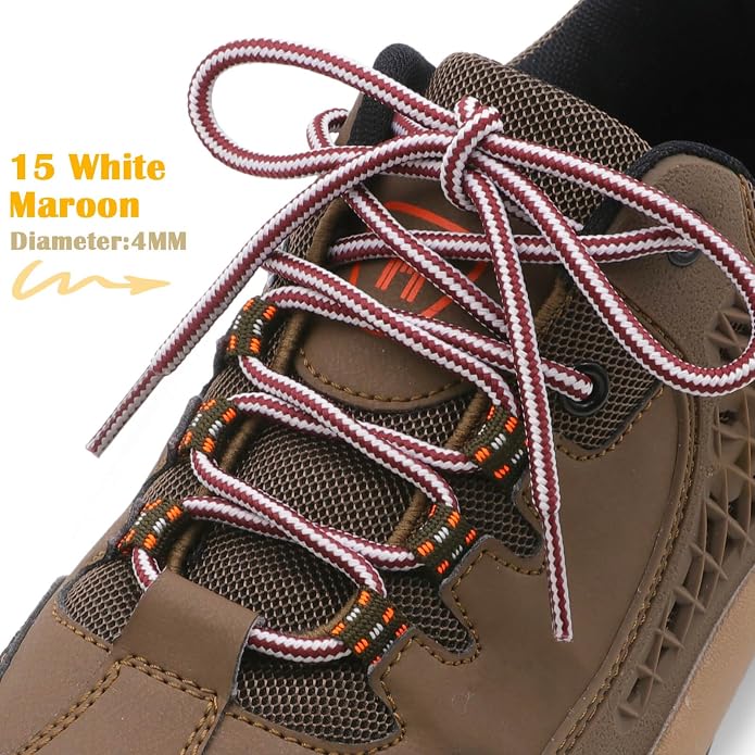 DELELE 2 Pair Round Boot Laces Outdoor Hiking Walking Shoelaces Dual Coloured - Image 2