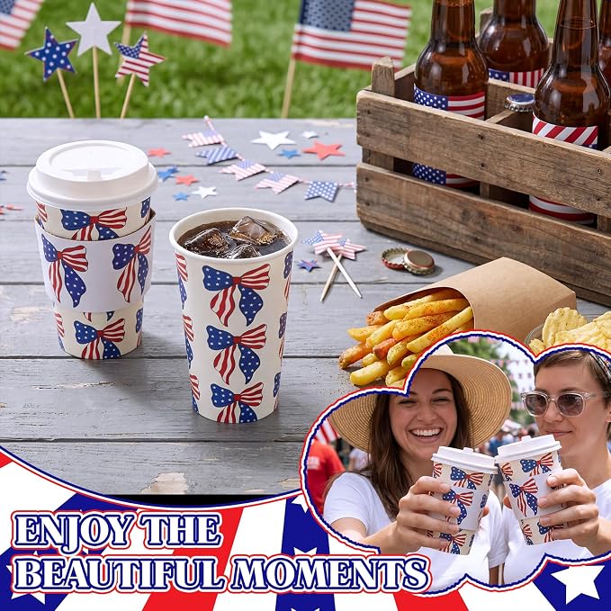 24 Set 4th of July Disposable Paper Coffee Cups - Image 4