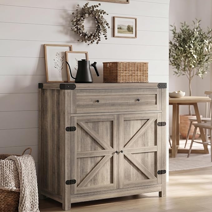 YESHOMY Kitchen Storage Cabinet, Coffee Bar Cabinet, Farmhouse Sideboard Buffet - Image 2