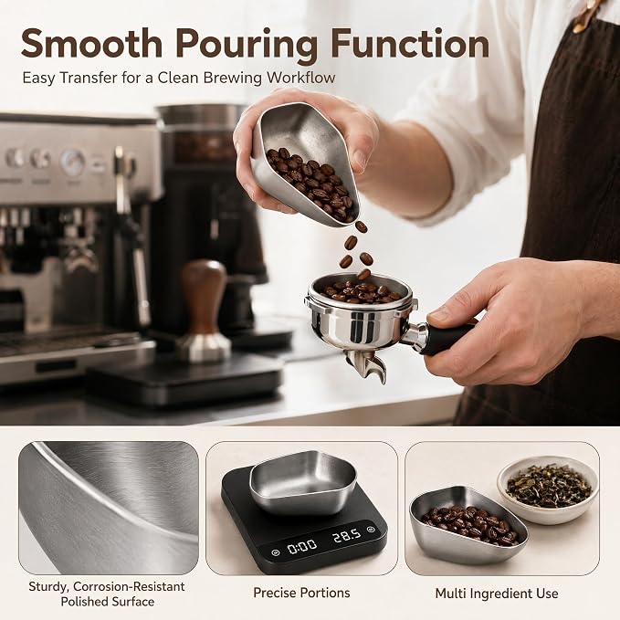 Coffee Bean Dosing Cup Stainless Steel Espresso Measuring Tray - Image 5