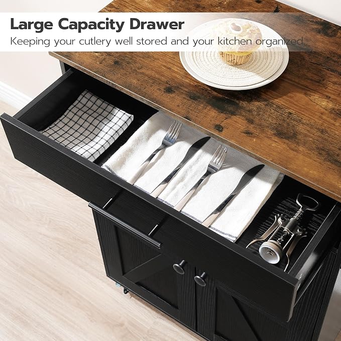 HOOBRO Kitchen Island with Power Outlet, Rolling Kitchen Island with Large - Image 9