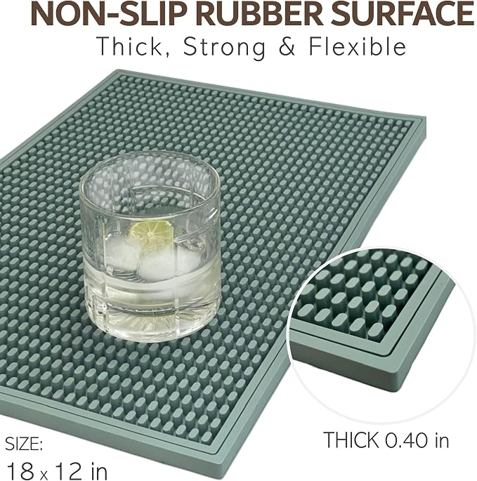 Rubber Bar Mat Bundle Sage Gray – 4-Piece Non-Slip Spill Mat Set - Image 2