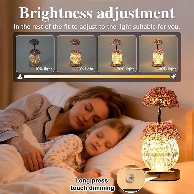 Touch Dimmable Purple Flower Lamp Color Changing Light - Image 2