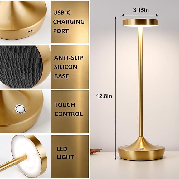 YHT 72Hrs Cordless Table Lamps, Rechargeable 6000mAh LEDOutdoor LED Battery - Image 6