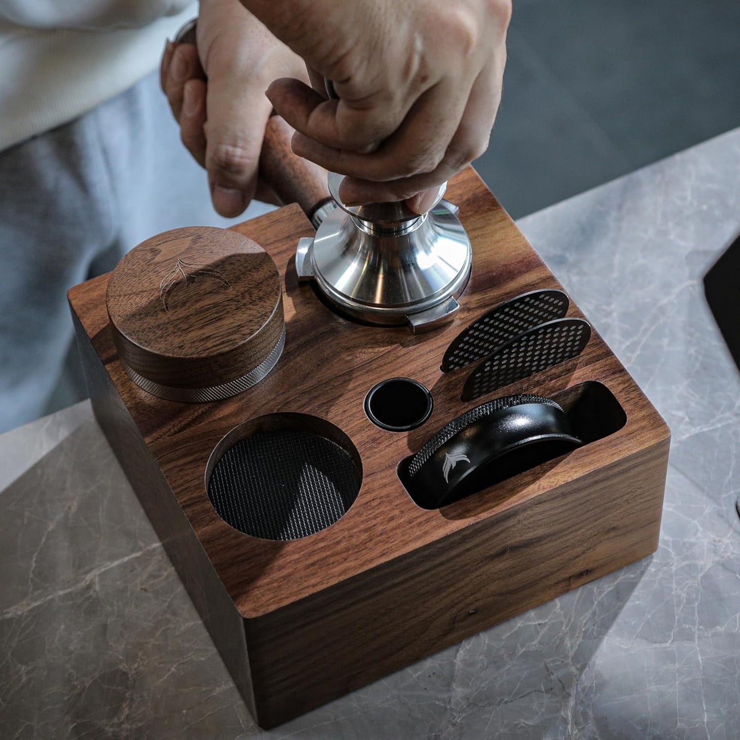 58mm Espresso Machine Accessories Kit Includes Coffee Tamper, Distribution Tool, Tamping Box, Puck Screen, Portafilter Funnel for Perfect Espresso Shots