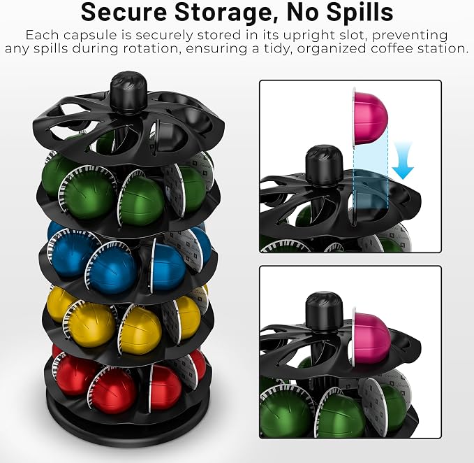 EVERIE Coffee Pod Holder for Vertuo Capsules, 40-Pod Rotating Carousel Organizer - Image 4