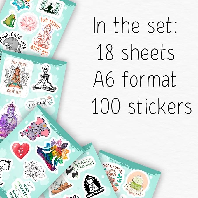 100Pcs Yoga Stickers for Planner, Water Bottle - Image 2