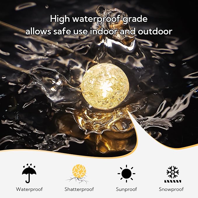 Globe String Lights, 10FT 30 LED Decorative Christmas Lights, 8 Modes Crystal - Image 3
