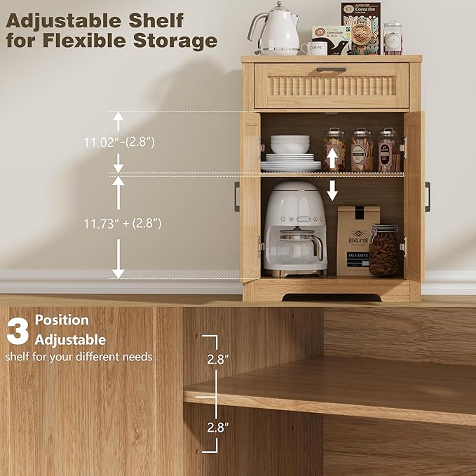 Buffet Cabinet with Storage Drawer, Farmhouse Coffee Bar Table with Storage - Image 6