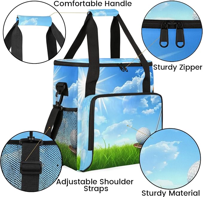 Golf Ball Club Coffee Maker Carring Bag, Large Insulated Storage Organizer Case - Image 6