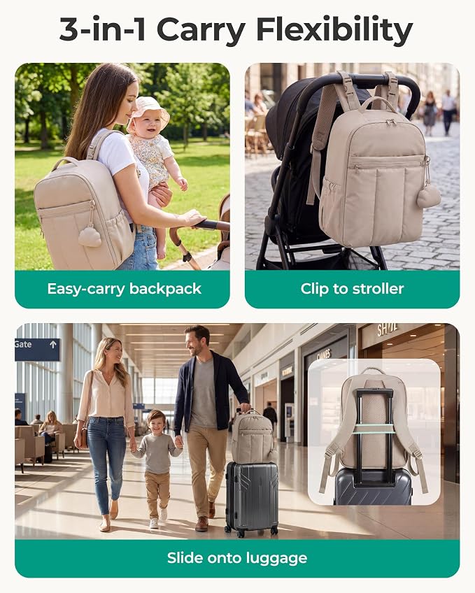 BAGSMART Baby Diaper Bag Backpack, Lightweight Puffy Diaper Bag - Image 5