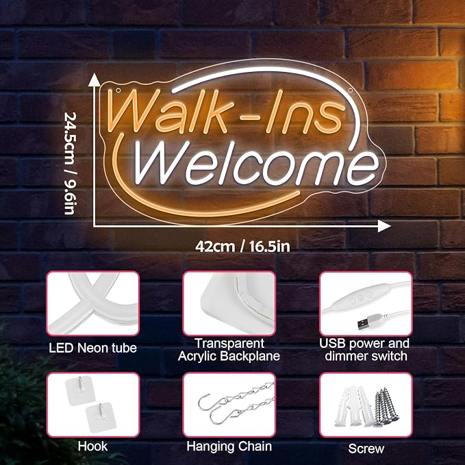 Walk-Ins Welcome Neon Sign, Neon Sign - Image 5