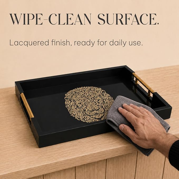 Modern Serving Tray with Lion Design, Ottoman Tray, Tea and Coffee Table Platter - Image 7