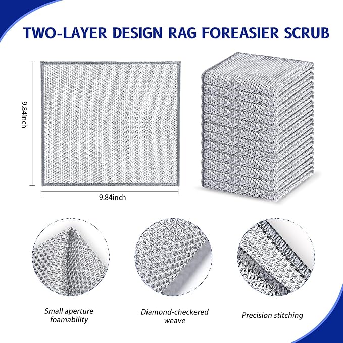 Wangjinpeng 12PCS Non-Scratch Multipurpose Steel Wire Dishcloths - Image 2