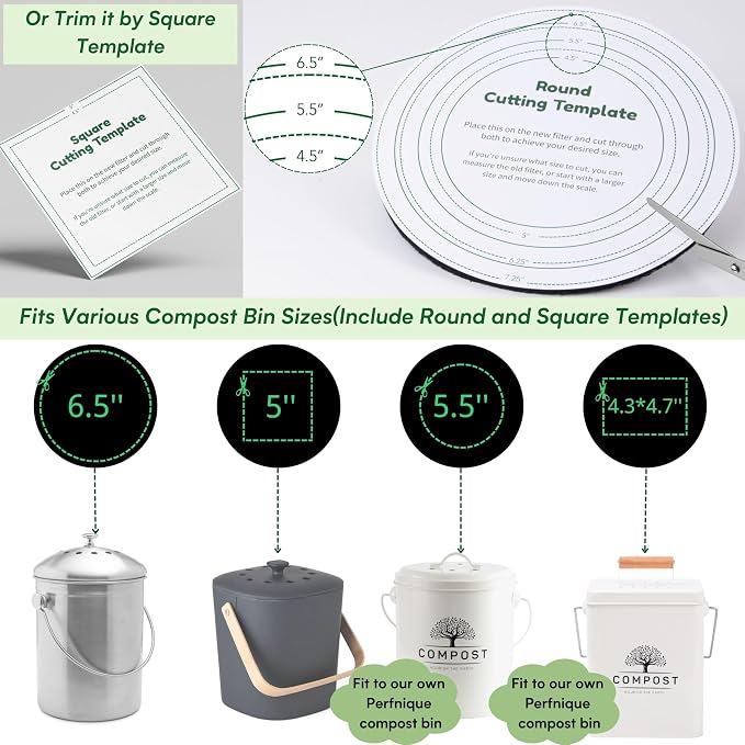 Perfnique Compost Bin Charcoal Filters, 12 Pack Filter Replacement - Image 2