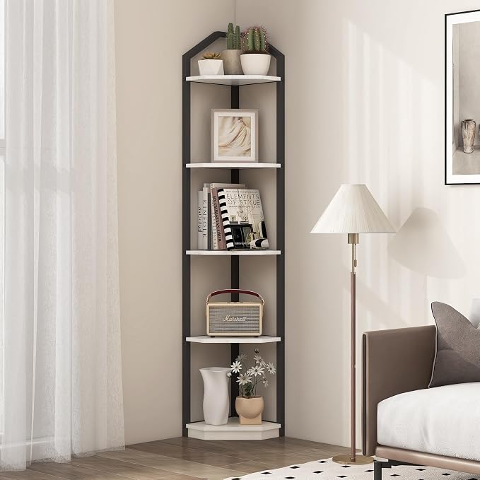 Fun Memories 5 Tier Corner Shelf, 70” Corner Shelf Stand, Corner Bookshelf - Image 3