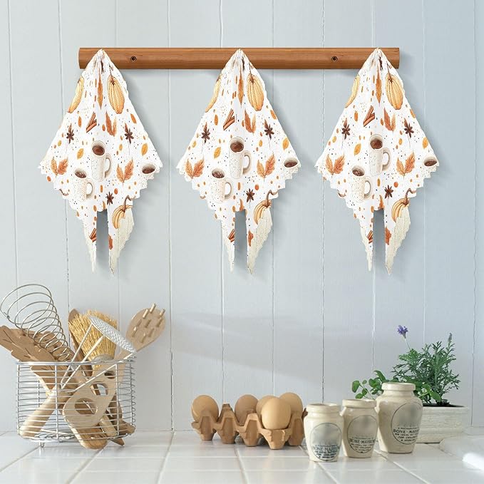ALAZA Autumn Leaves Pumpkin Coffee Dish Towels Set of 6, Dish Bar Tea Towel - Image 6