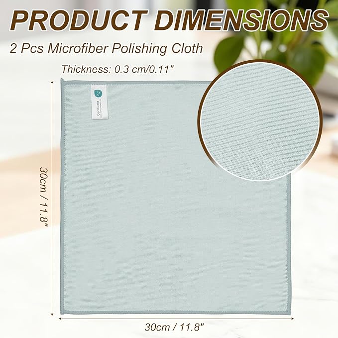 uxcell 2Pcs Glass Polishing Cloth, 11.8x11.8 Microfiber Cleaning Cloths Lint & - Image 2