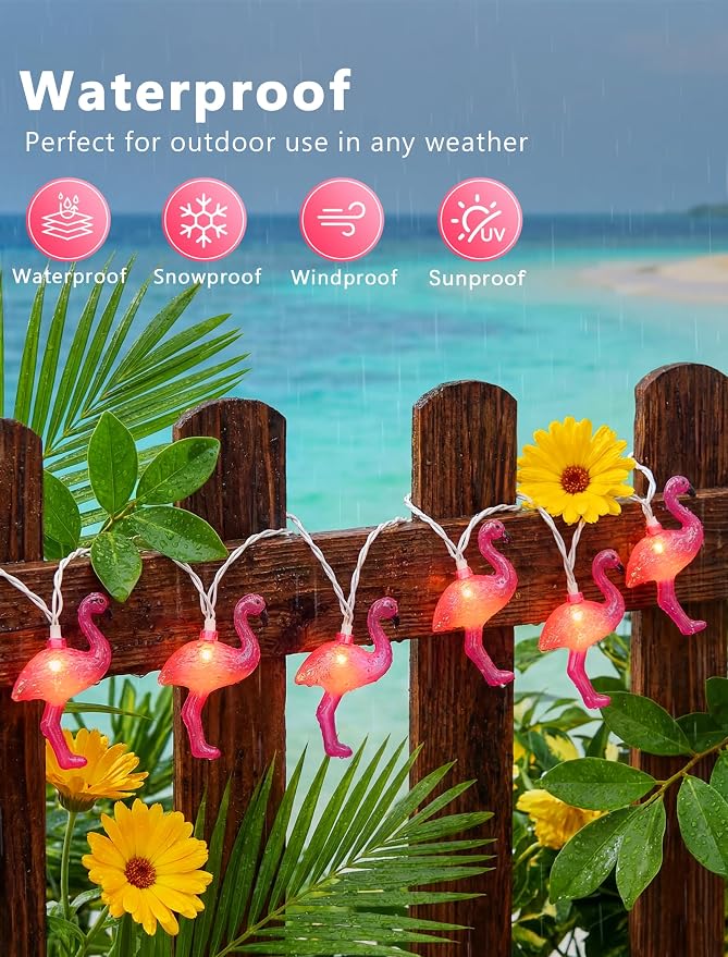 Flamingo String Lights, 12FT 20 LED Summer String Lights - Image 2
