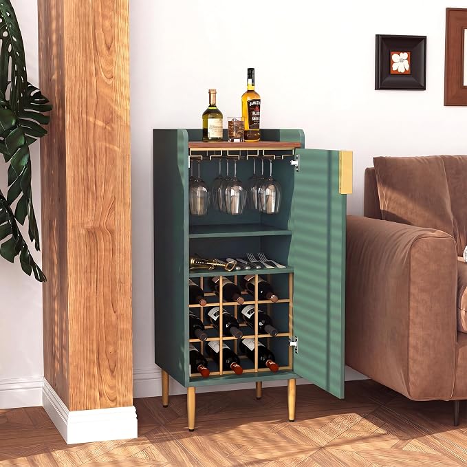 ARTPOWER Mini Bar Cabinet for Apartment, Fluted Wine Bar Cart - Image 7
