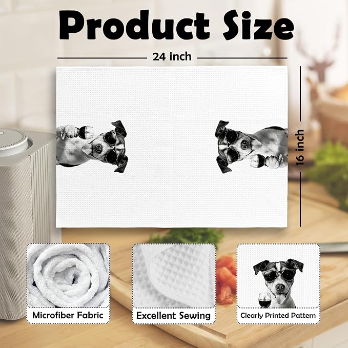 Funny Rat Terrier Wine Bar Kitchen Dish Towels, Rat Terrier Gifts - Image 6