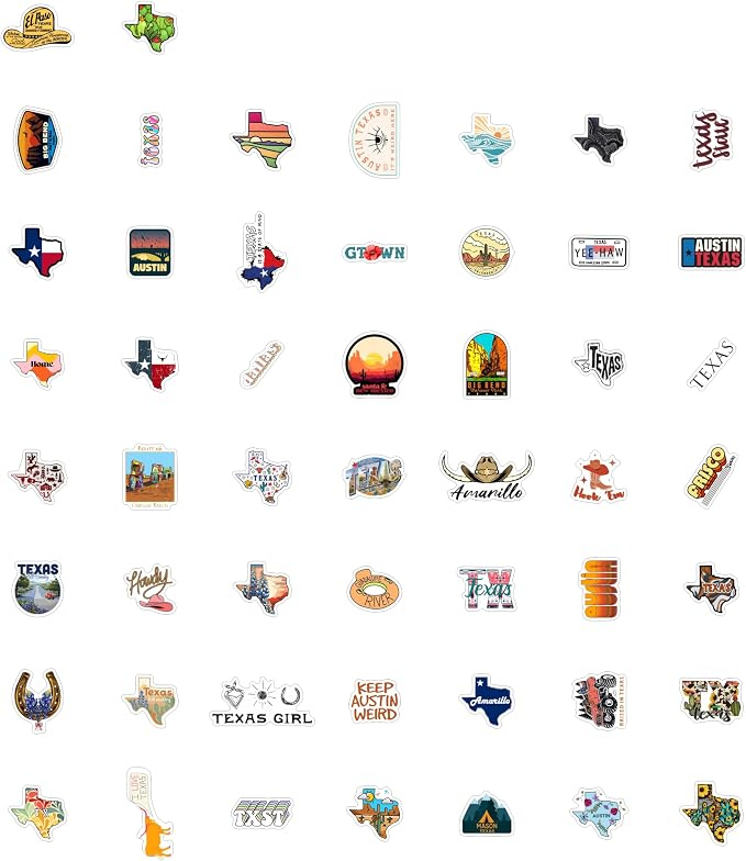 100Pcs Texas Stickers for Water Bottle and Laptop - Image 3