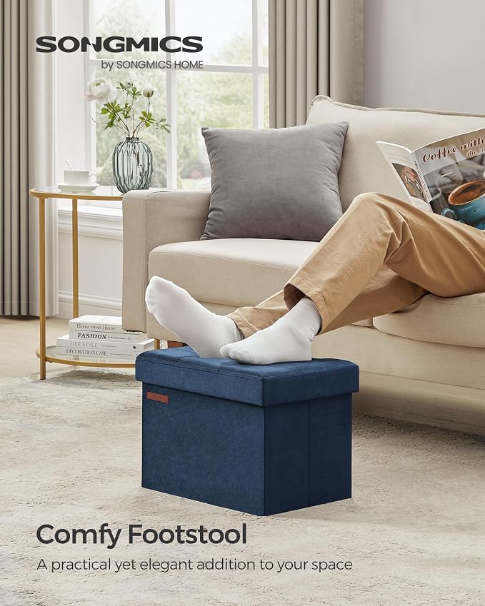 SONGMICS Storage Ottoman, Foldable Small Ottoman Foot Rest, 12.2 x 16.1 Inches - Image 3