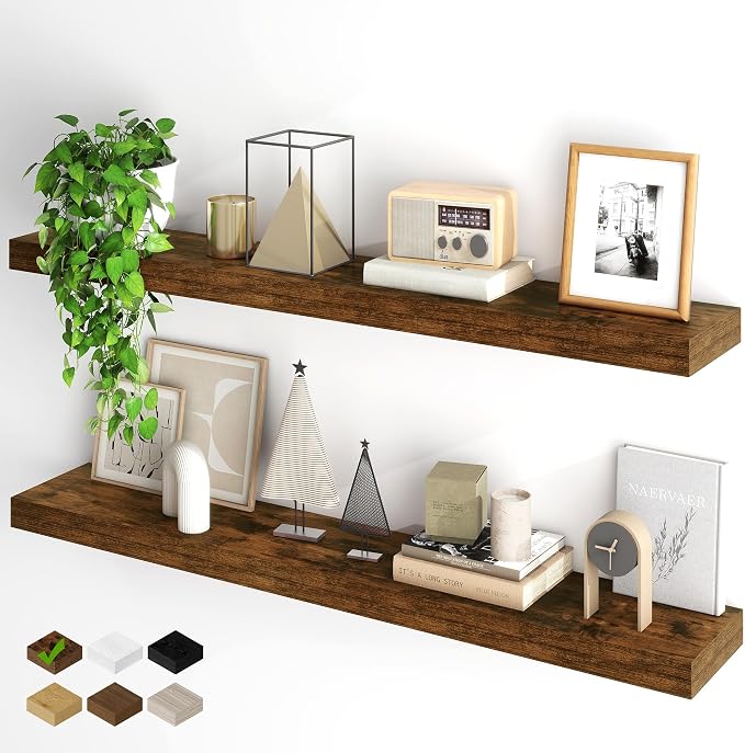 Fun Memories Floating Shelves for Wall, 48Inch Floating Shelves Set of 2 by FunMemories