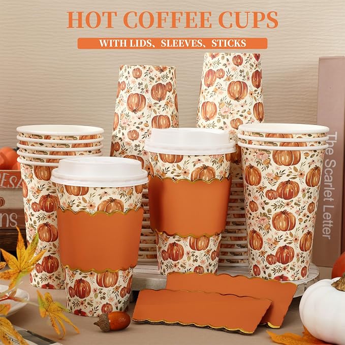 JarThenaAMCS 50 Pcs Fall Coffee Cups - Image 3